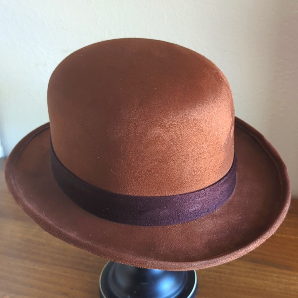 Brown derby bowler hat felt faux steampunk